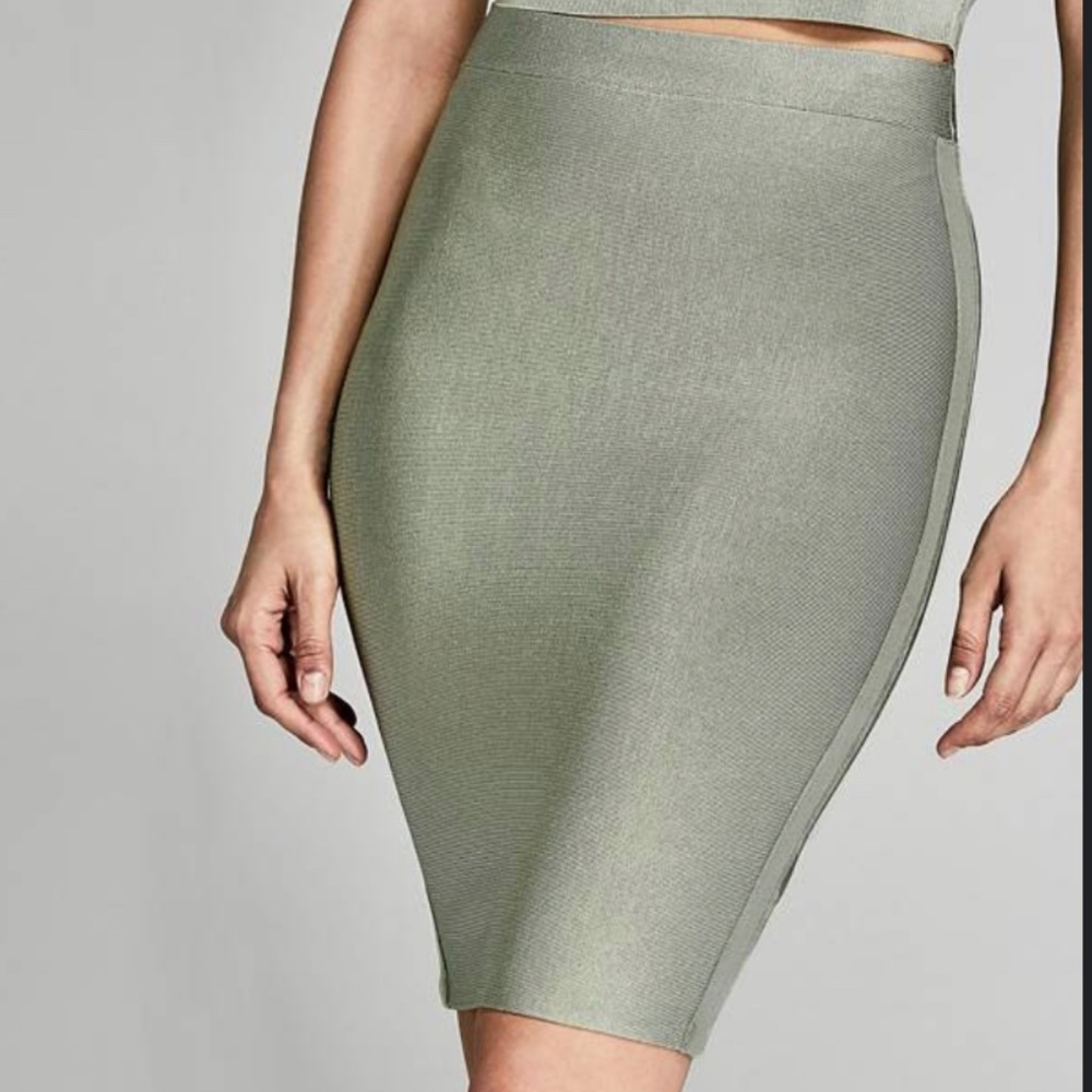 Marciano Fleur high-rise bandage skirt (sage)